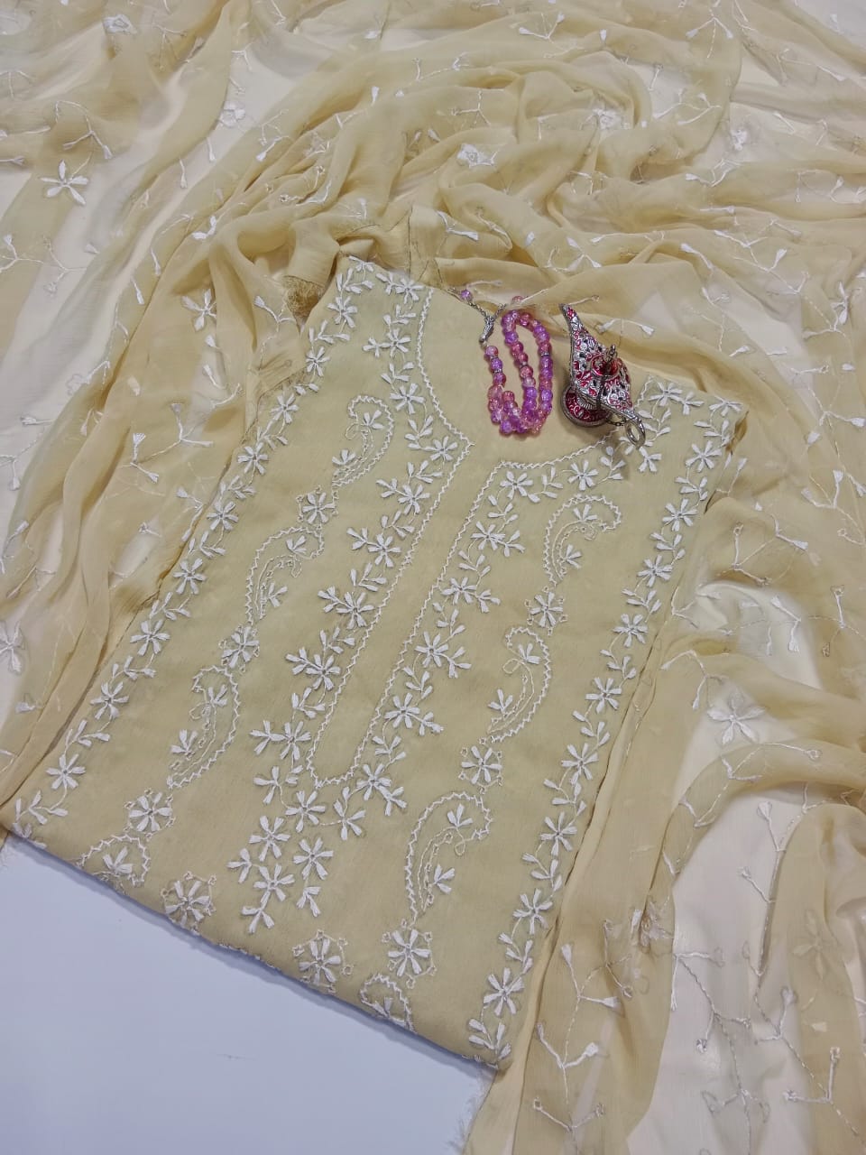 Chikankari with Full Jall Dupatta