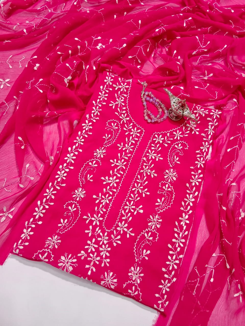 Chikankari with Full Jall Dupatta