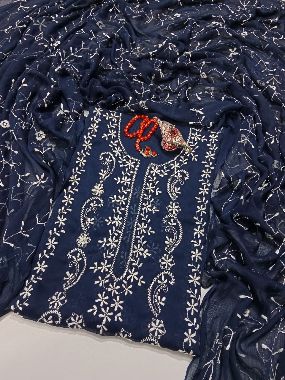 Chikankari with Full Jall Dupatta