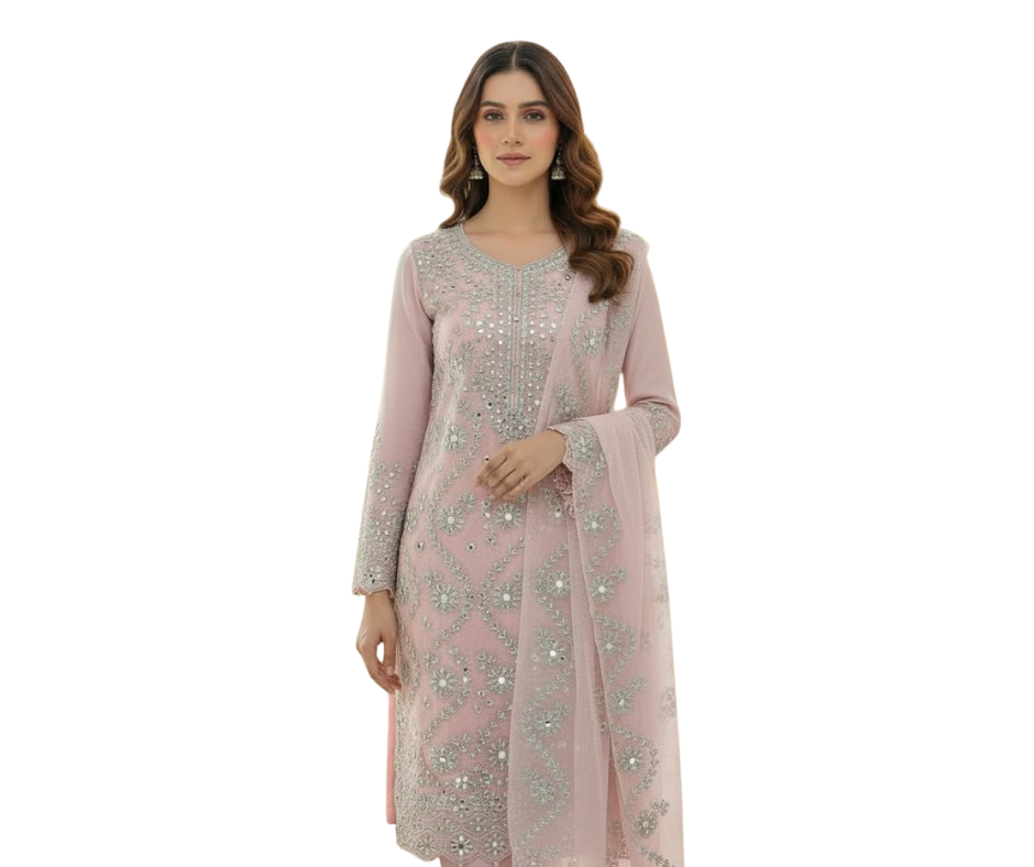 Cotton Net Stuff with Silver Gota